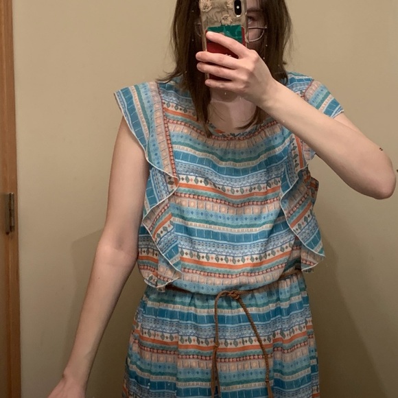 Girls’ Colorful Striped Ruffle Dress - Picture 3 of 8